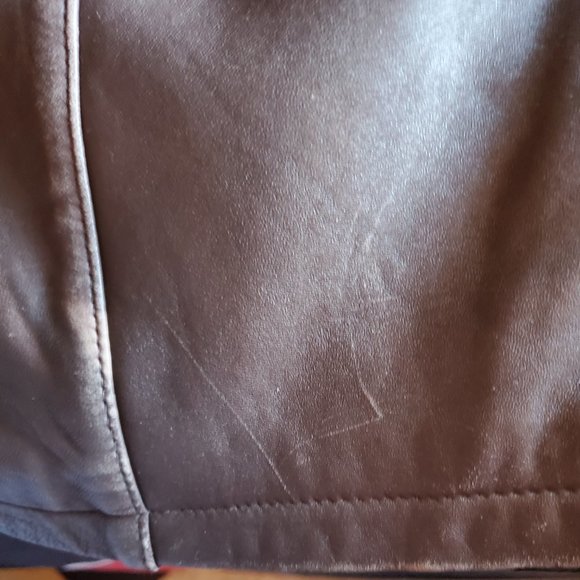 Jacqueline Ferrar Women's Brown Leather Coat with Hood & Tie Waist, Size XL Good - Picture 10 of 14